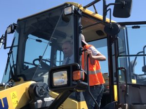 Lt. Gov. Spencer Cox taking a turn as a heavy equipment operator.